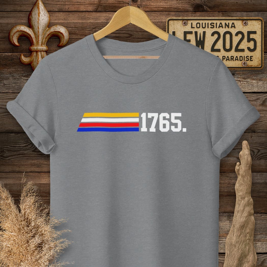 S / Graphite Heather Louisiana 1765 Stripes T-Shirt by Laissez Faire Wear