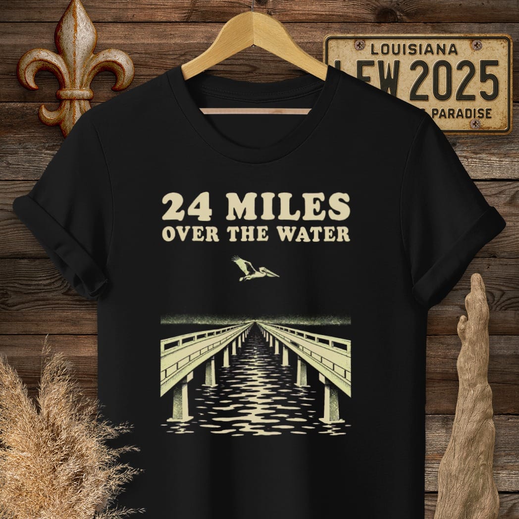 S / Black Louisiana 24 Miles T-Shirt by Laissez Faire Wear
