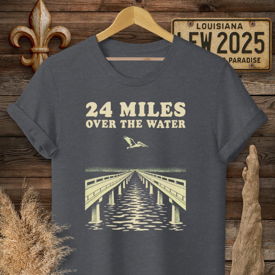 S / Dark Heather Grey Louisiana 24 Miles T-Shirt by Laissez Faire Wear
