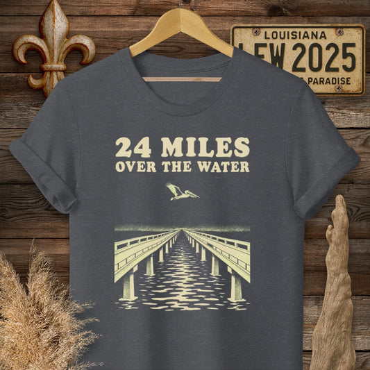 S / Dark Heather Grey Louisiana 24 Miles T-Shirt by Laissez Faire Wear