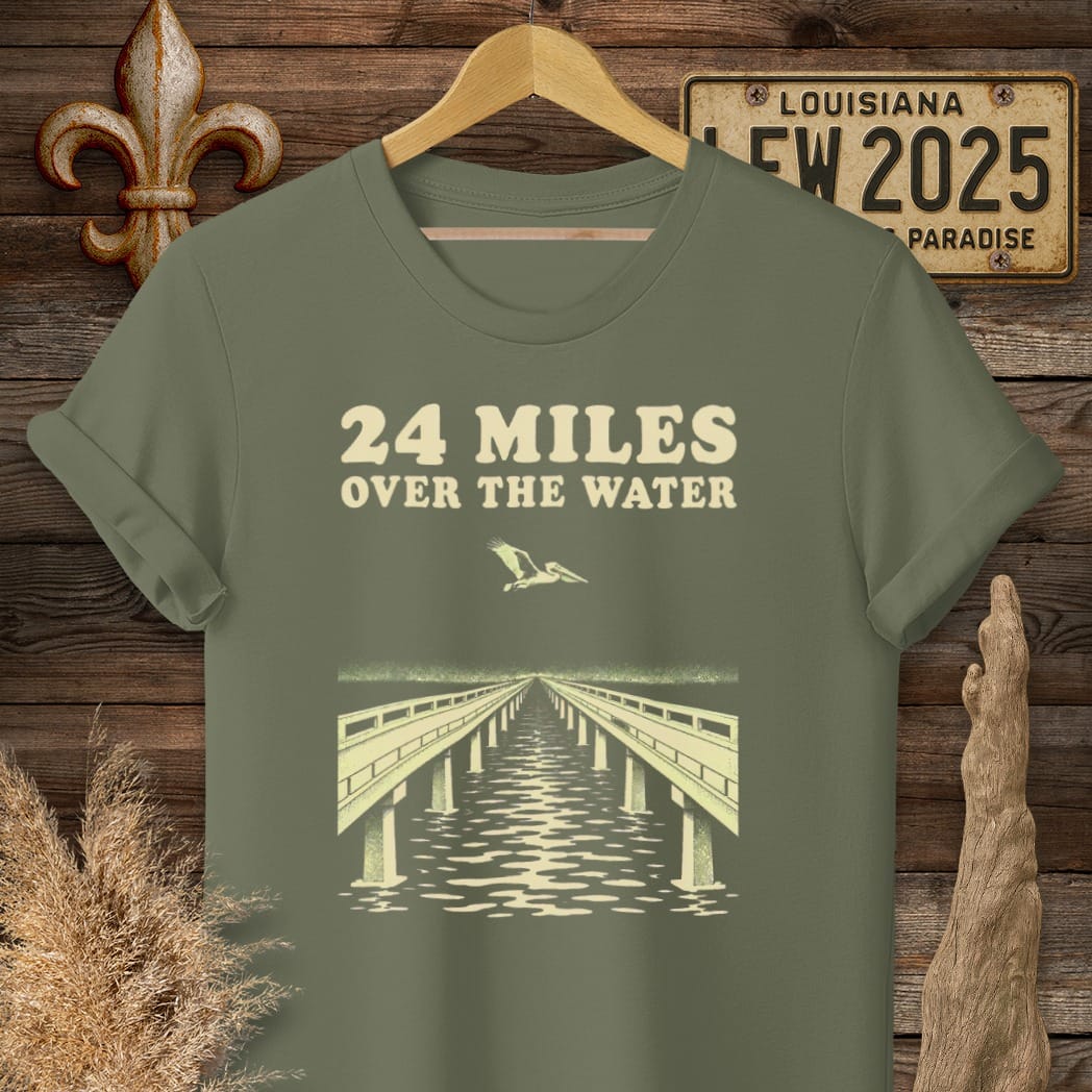 S / Military Green Louisiana 24 Miles T-Shirt by Laissez Faire Wear