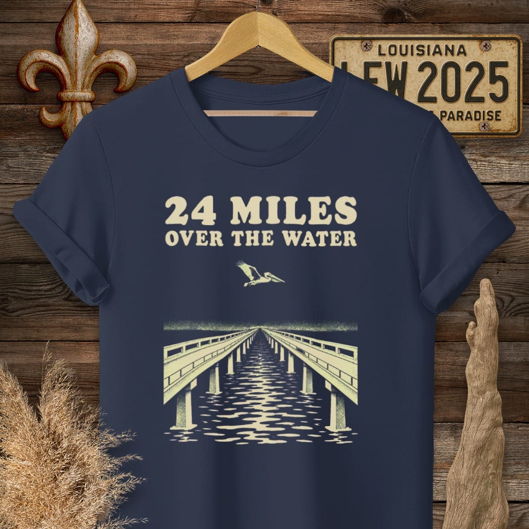 S / Navy Louisiana 24 Miles T-Shirt by Laissez Faire Wear