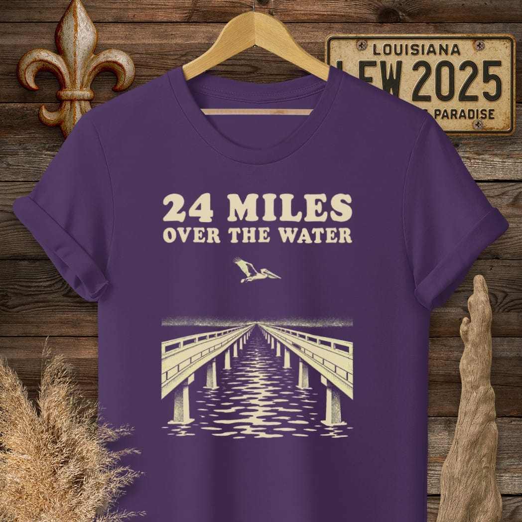 S / Purple Louisiana 24 Miles T-Shirt by Laissez Faire Wear