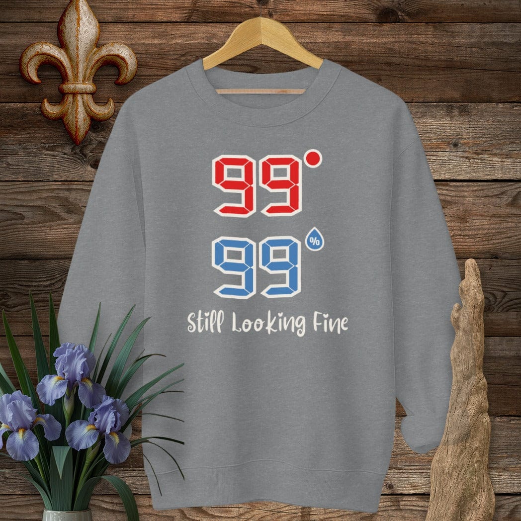 S / Graphite Heather Louisiana 99 | 99 Still Looking Fine Sweatshirt by Laissez Faire Wear