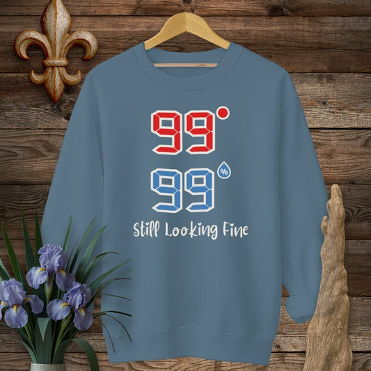 S / Indigo Blue Louisiana 99 | 99 Still Looking Fine Sweatshirt by Laissez Faire Wear