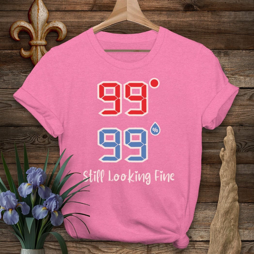 S / Heather Heliconia Louisiana 99 | 99 Still Looking Fine T-Shirt by Laissez Faire Wear