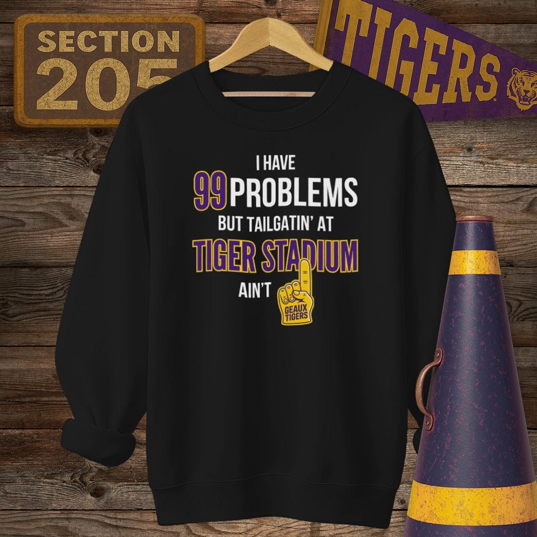S / Black Louisiana 99 Problems...Tiger Stadium Sweatshirt by Laissez Faire Wear