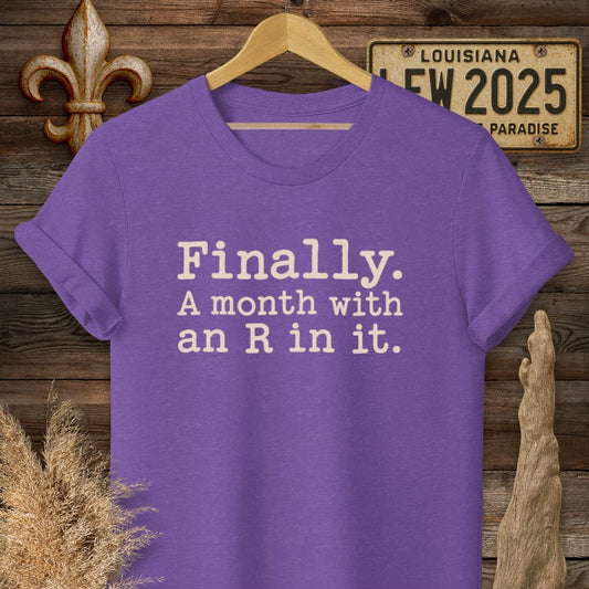 S / Heather Purple Louisiana A Month With an R T-Shirt by Laissez Faire Wear