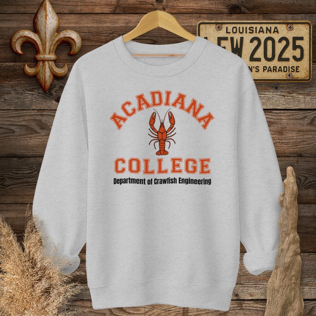 S / Sport Grey Louisiana Acadiana College - Dept of Crawfish Engineering Sweatshirt by Laissez Faire Wear