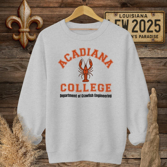 S / Sport Grey Louisiana Acadiana College - Dept of Crawfish Engineering Sweatshirt by Laissez Faire Wear