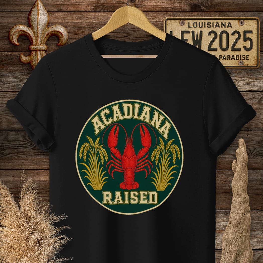 S / Black Louisiana Acadiana Raised T-Shirt by Laissez Faire Wear