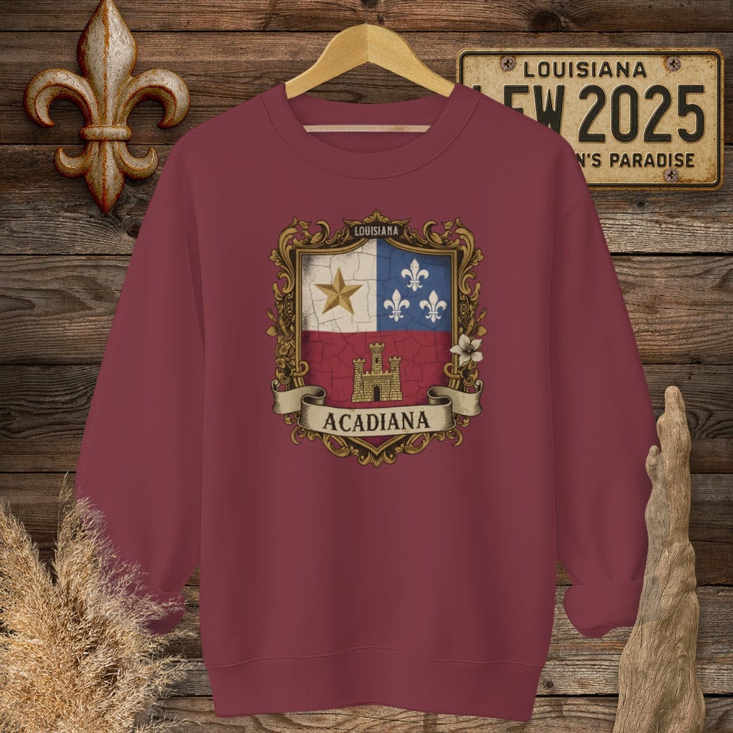 S / Garnet Louisiana Acadiana Shield Sweatshirt by Laissez Faire Wear