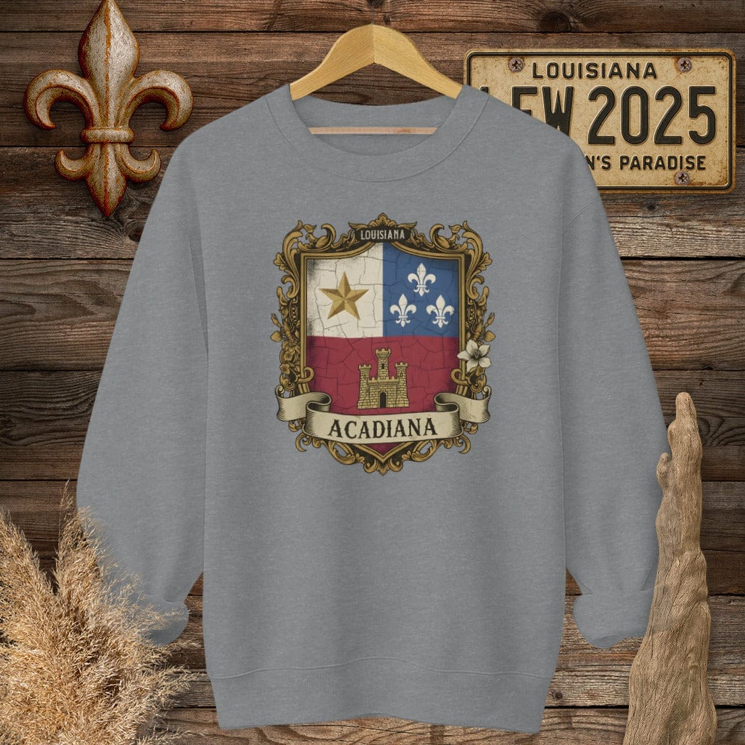 S / Graphite Heather Louisiana Acadiana Shield Sweatshirt by Laissez Faire Wear