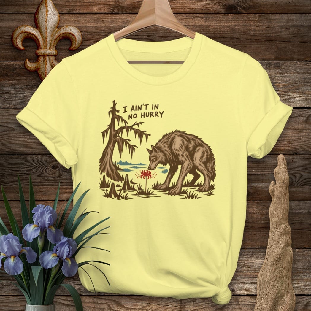 S / Cornsilk Louisiana Ain't in No Hurry T-Shirt by Laissez Faire Wear
