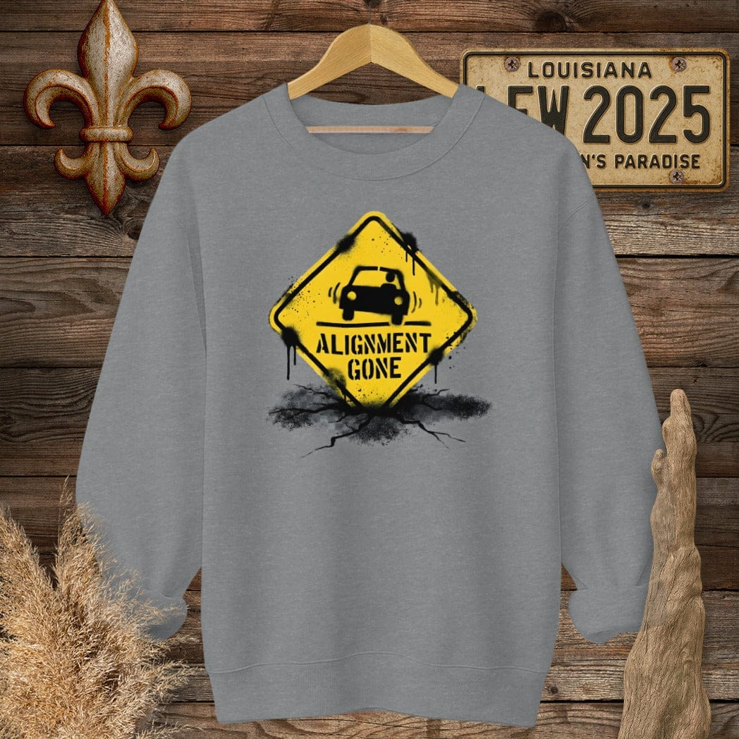 S / Graphite Heather Louisiana Alignment Gone Sweatshirt by Laissez Faire Wear