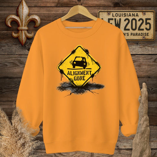 S / Safety Orange Louisiana Alignment Gone Sweatshirt by Laissez Faire Wear