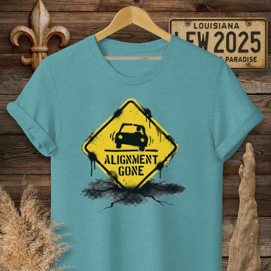 S / Heather Galapagos Blue Louisiana Alignment Gone T-Shirt by Laissez Faire Wear
