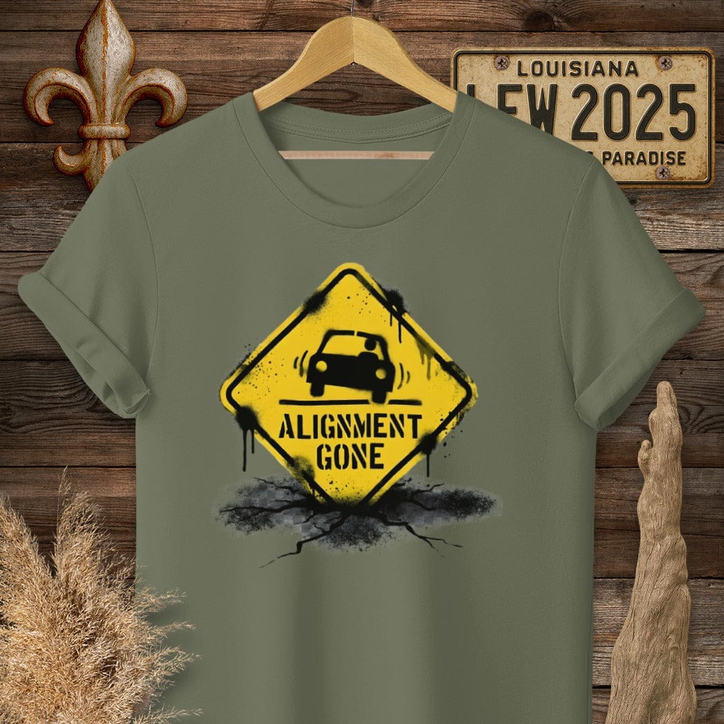 S / Military Green Louisiana Alignment Gone T-Shirt by Laissez Faire Wear
