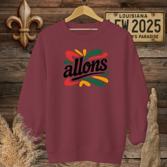 S / Garnet Louisiana Allons Cajun French Sweatshirt by Laissez Faire Wear