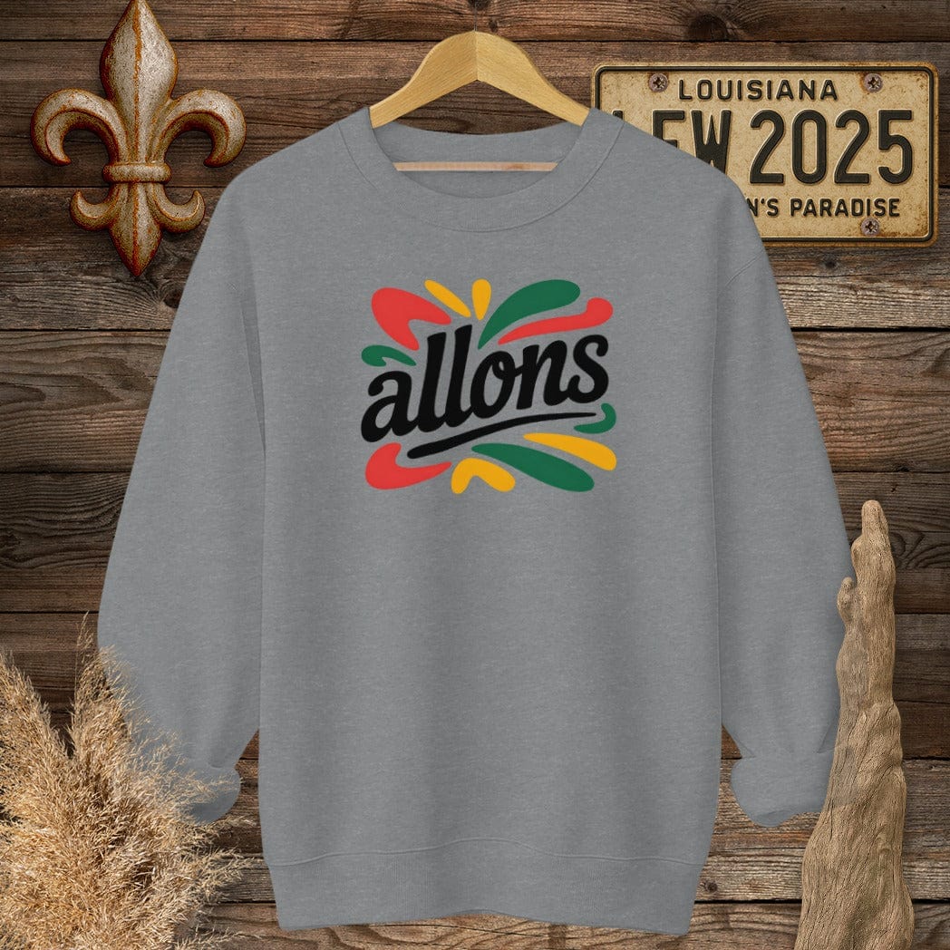 S / Graphite Heather Louisiana Allons Cajun French Sweatshirt by Laissez Faire Wear