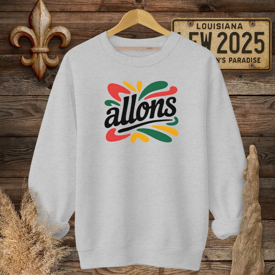 S / Sport Grey Louisiana Allons Cajun French Sweatshirt by Laissez Faire Wear