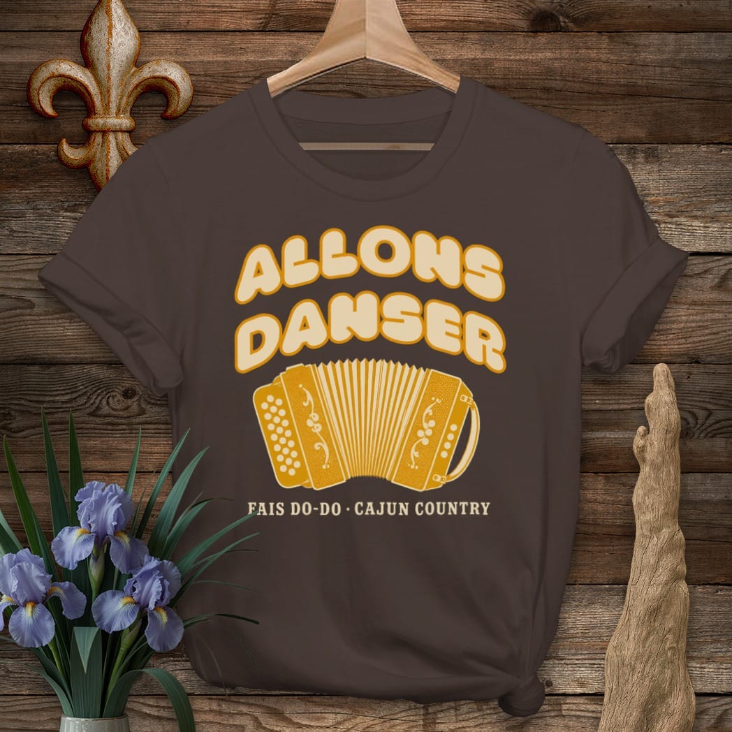 S / Dark Chocolate Louisiana Allons Danser T-Shirt by Laissez Faire Wear
