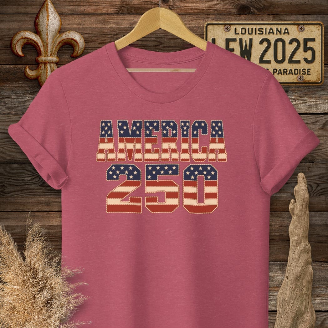 S / Heather Cardinal Louisiana America 250 T-Shirt by Laissez Faire Wear
