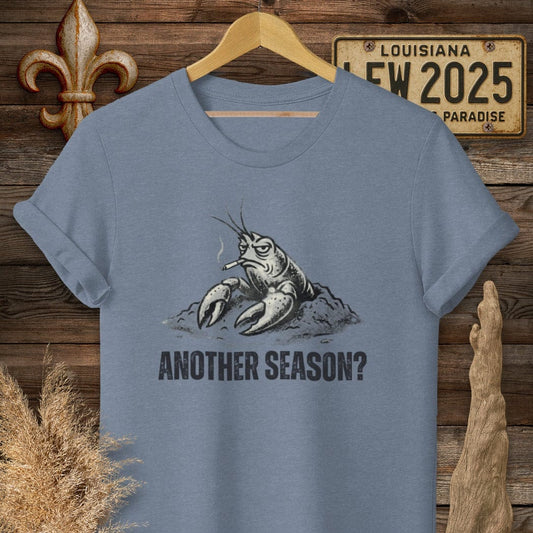 S / Heather Indigo Louisiana Another Crawfish Season T-Shirt by Laissez Faire Wear