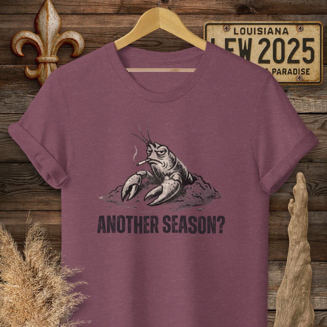 S / Heather Maroon Louisiana Another Crawfish Season T-Shirt by Laissez Faire Wear