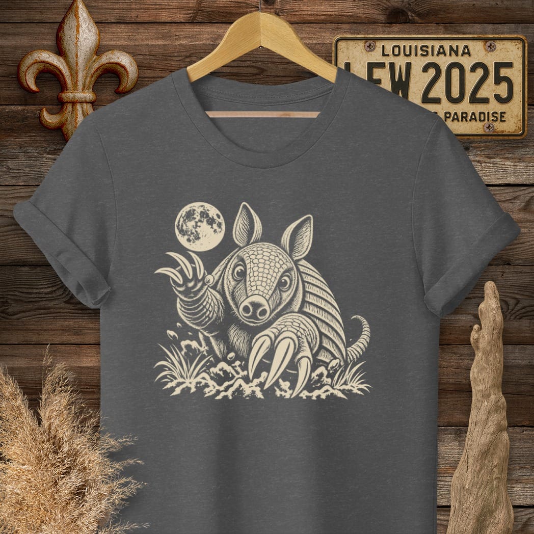 S / Dark Heather Louisiana Armadillo Attack T-Shirt by Laissez Faire Wear