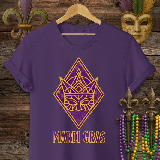 S / Purple Louisiana Art Deco Mardi Gras T-Shirt by Laissez Faire Wear