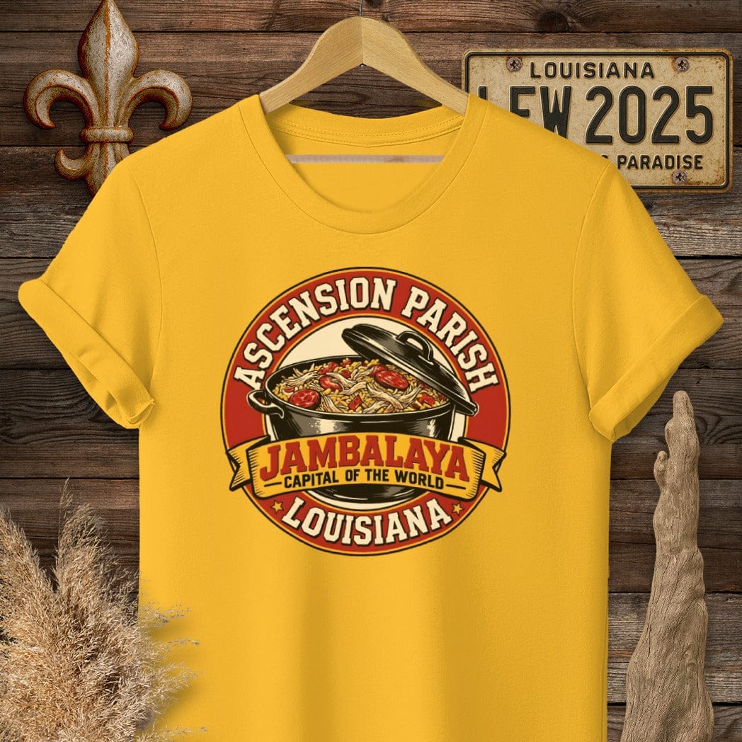 S / Gold Louisiana Ascension Parish T-Shirt by Laissez Faire Wear