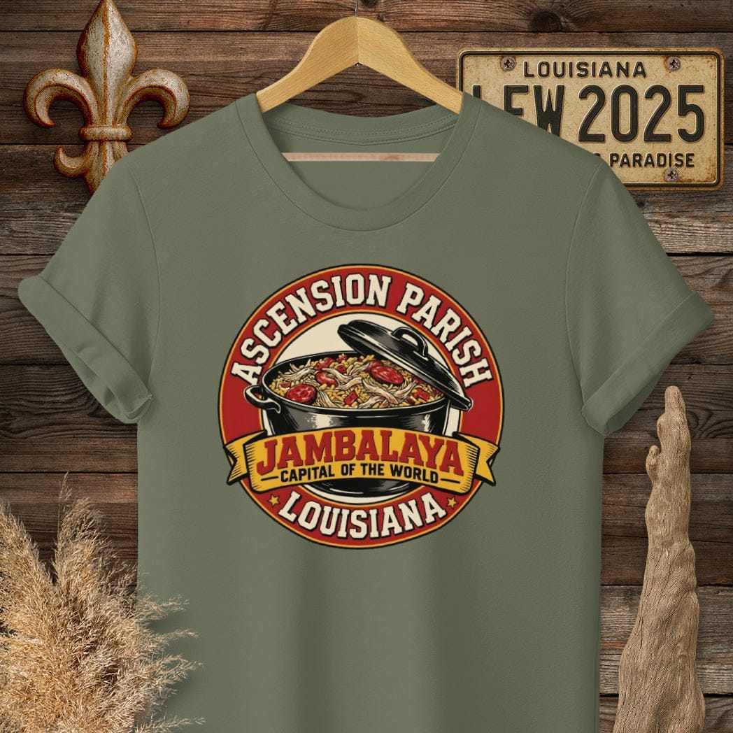S / Military Green Louisiana Ascension Parish T-Shirt by Laissez Faire Wear