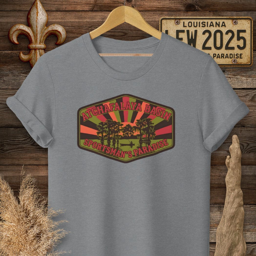 S / Graphite Heather Louisiana Atchafalaya Basin T-Shirt by Laissez Faire Wear