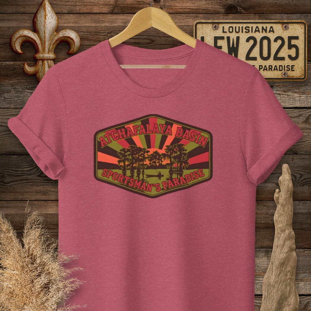 S / Heather Cardinal Louisiana Atchafalaya Basin T-Shirt by Laissez Faire Wear