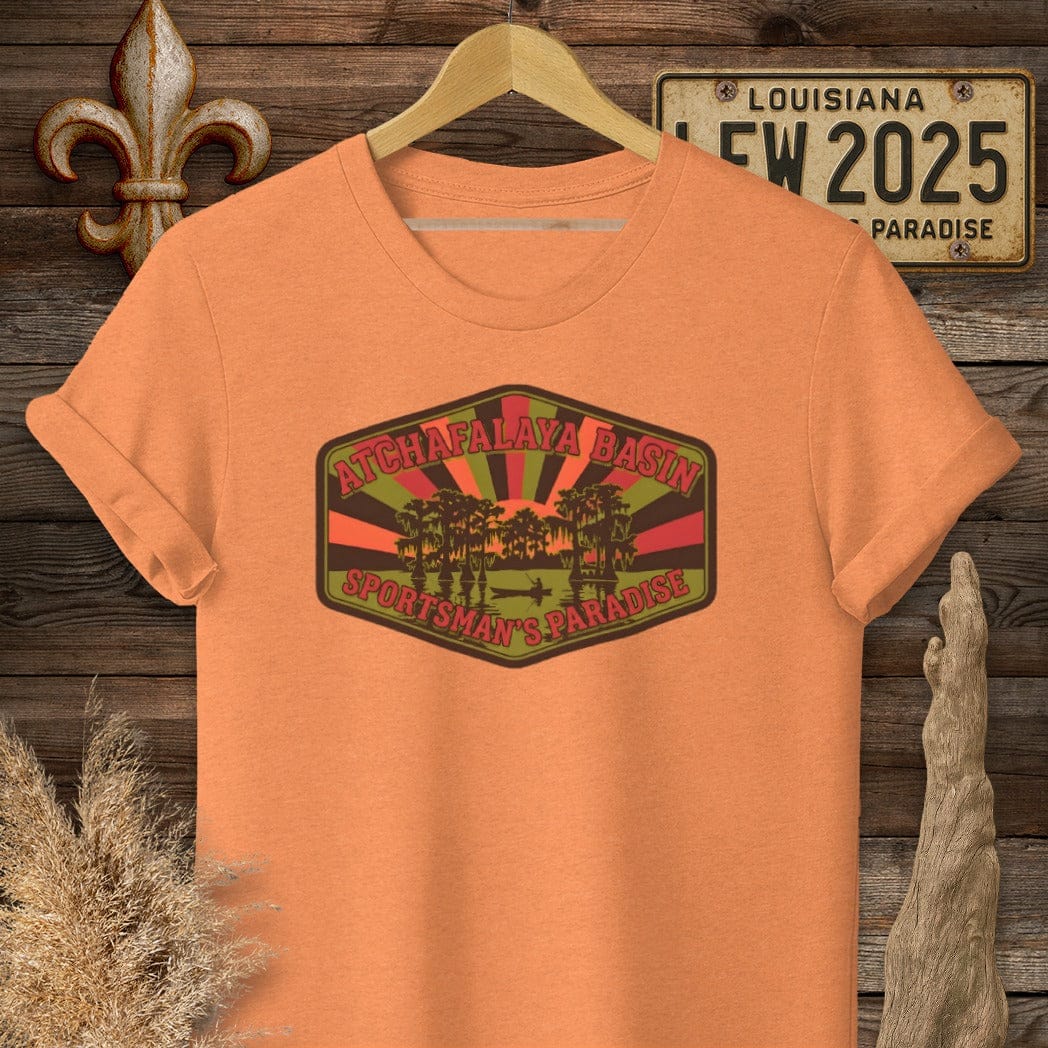 S / Heather Orange Louisiana Atchafalaya Basin T-Shirt by Laissez Faire Wear