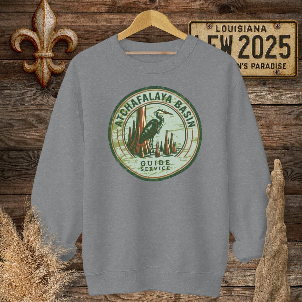 S / Graphite Heather Louisiana Atchafalaya Guide Service Sweatshirt by Laissez Faire Wear
