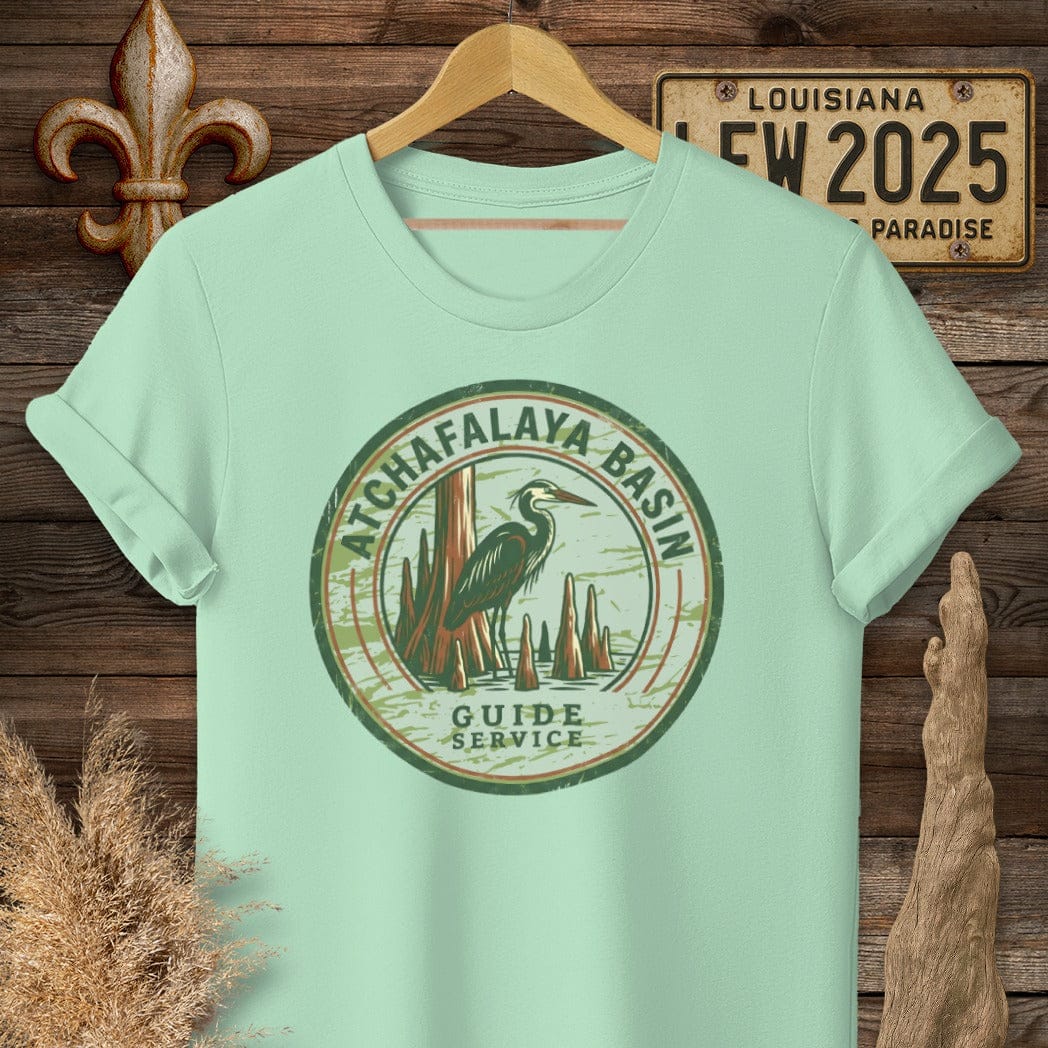 S / Mint Green Louisiana Atchafalaya Guide Service T-Shirt by Laissez Faire Wear