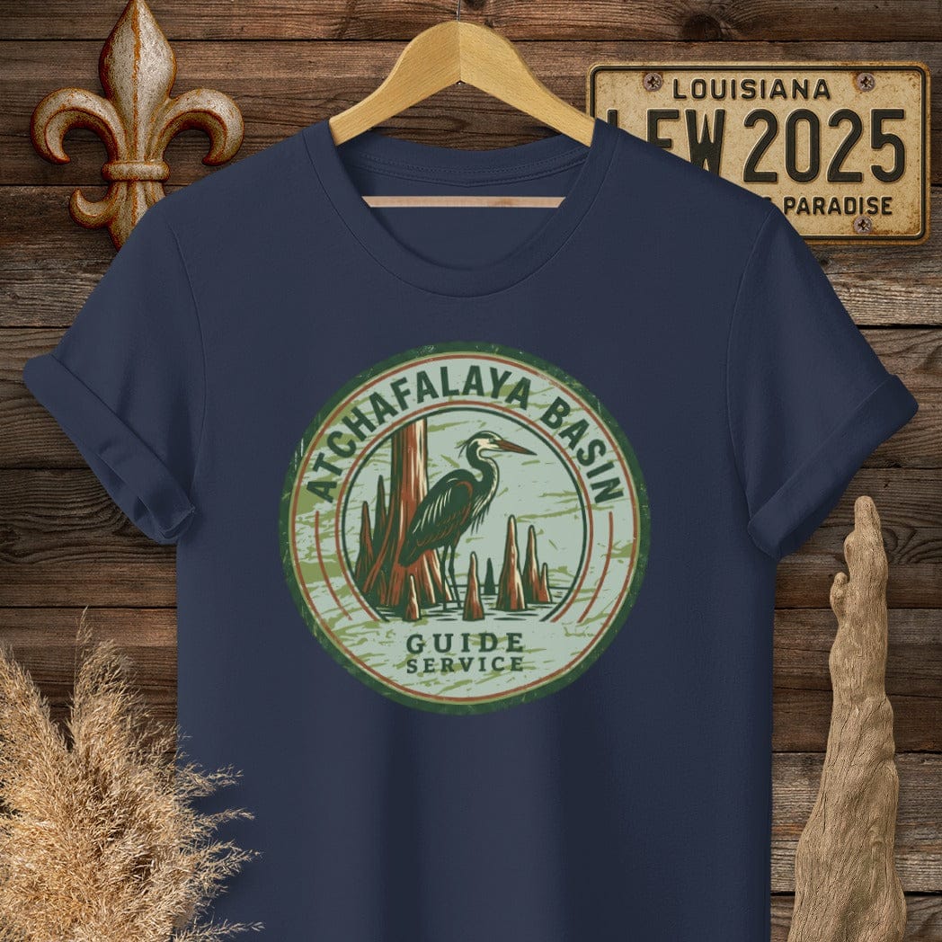 S / Navy Louisiana Atchafalaya Guide Service T-Shirt by Laissez Faire Wear