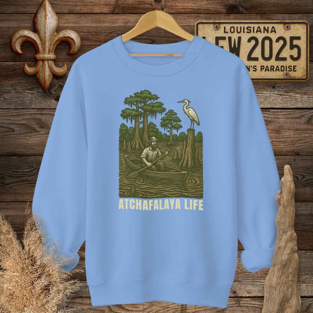 S / Carolina Blue Louisiana Atchafalaya Life Sweatshirt by Laissez Faire Wear