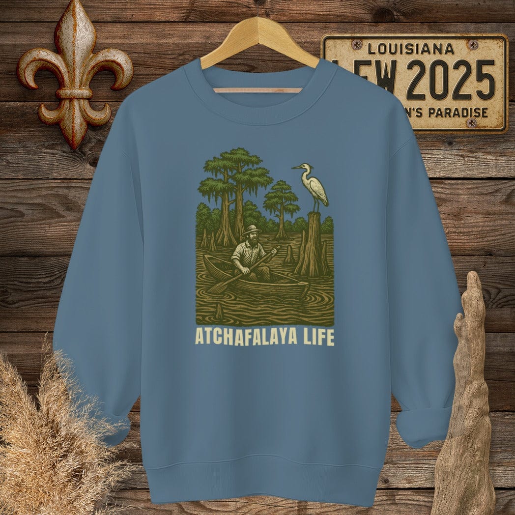 S / Indigo Blue Louisiana Atchafalaya Life Sweatshirt by Laissez Faire Wear
