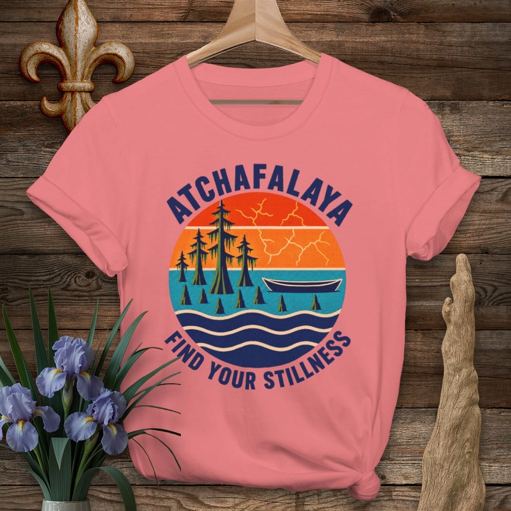 S / Coral Silk Louisiana Atchafalaya Stillness T-Shirt by Laissez Faire Wear