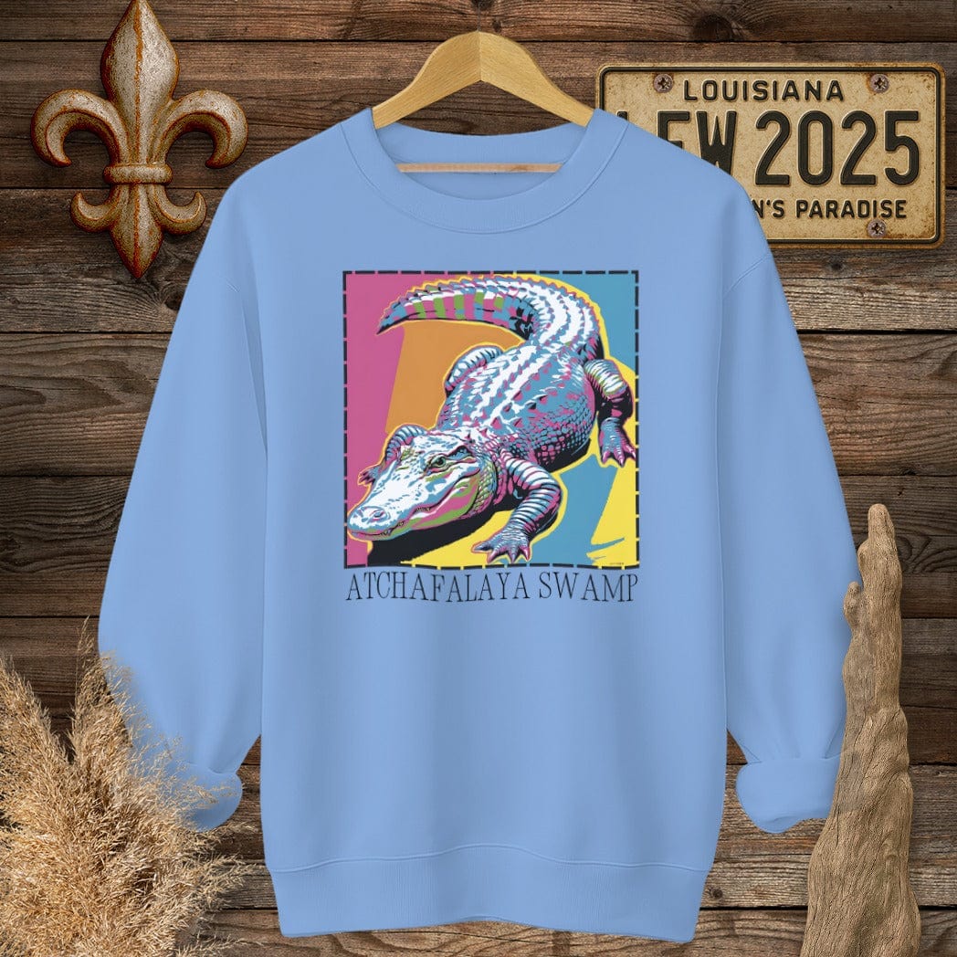 S / Carolina Blue Louisiana Atchafalaya Swamp Sweatshirt by Laissez Faire Wear