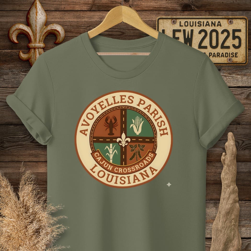 S / Military Green Louisiana Avoyelles Parish T-Shirt by Laissez Faire Wear