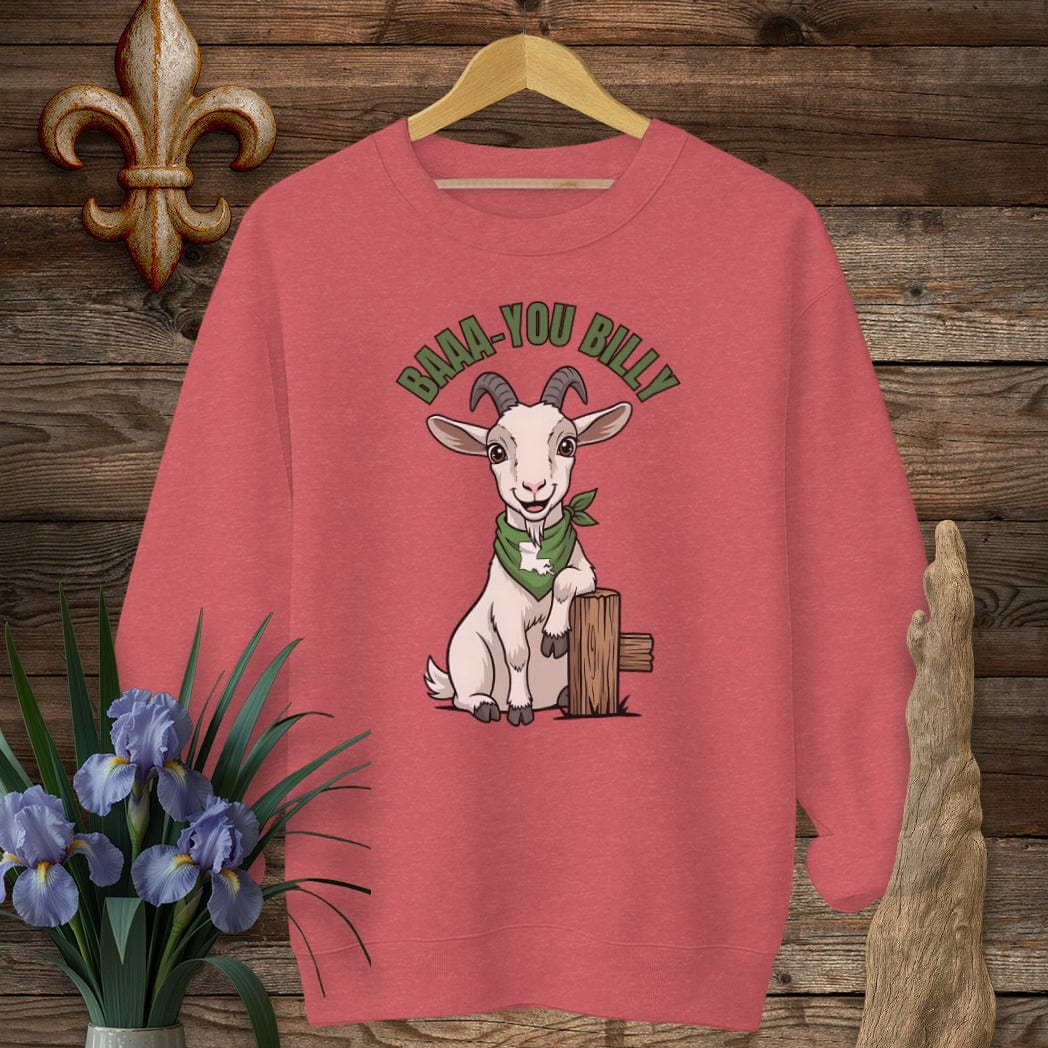 S / Heather Scarlet Red Louisiana Baaa-you Billy Farm Sweatshirt by Laissez Faire Wear