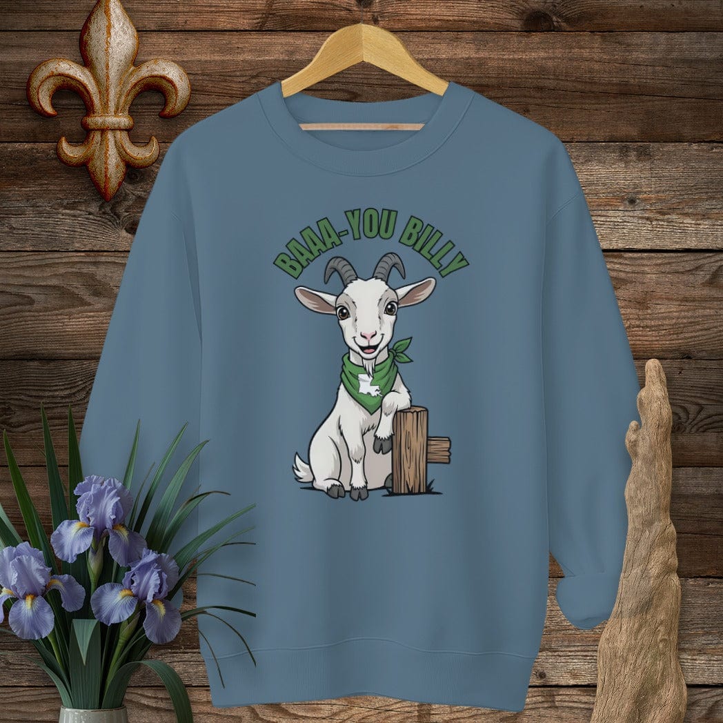 S / Indigo Blue Louisiana Baaa-you Billy Farm Sweatshirt by Laissez Faire Wear