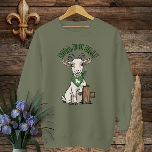 S / Military Green Louisiana Baaa-you Billy Farm Sweatshirt by Laissez Faire Wear