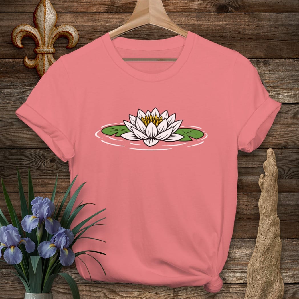 S / Coral Silk Louisiana Backwater Lily T-Shirt by Laissez Faire Wear