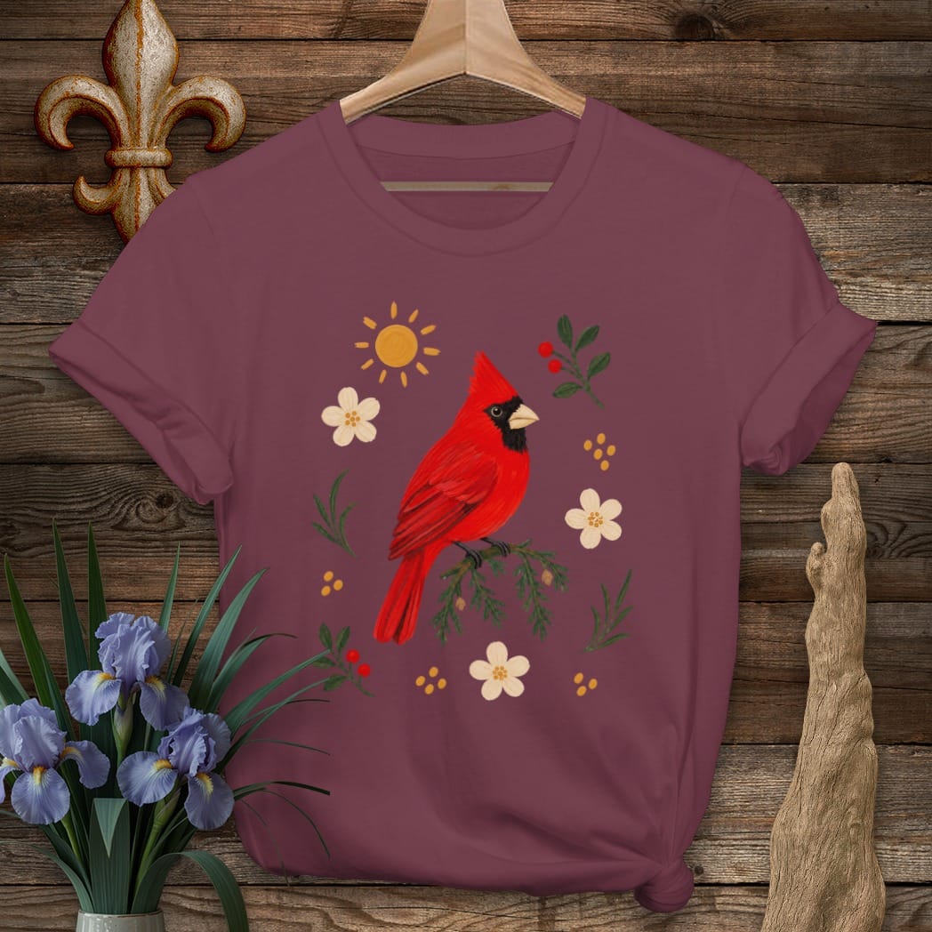 S / Maroon Louisiana Backyard Cardinal T-Shirt by Laissez Faire Wear