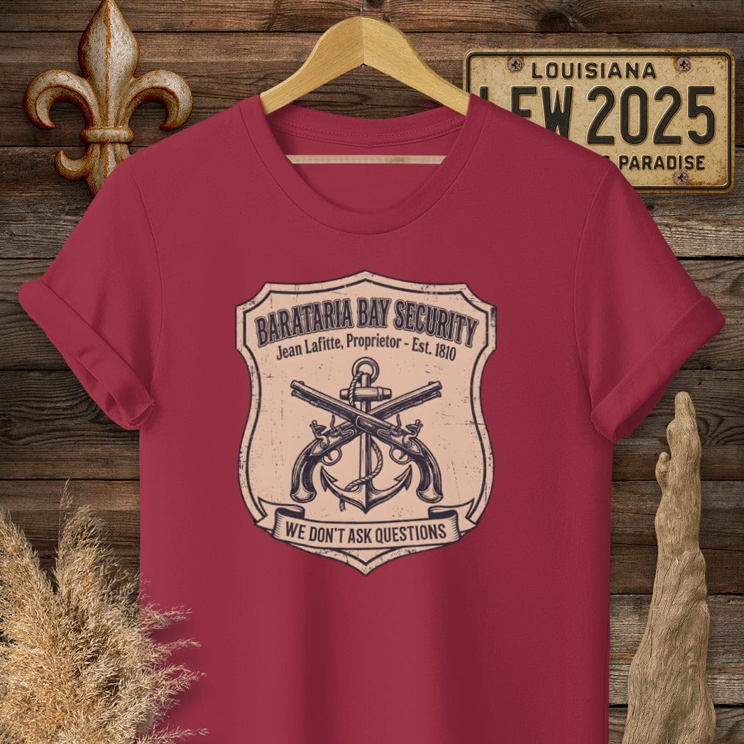 S / Cardinal Red Louisiana Barataria Bay Security T-Shirt by Laissez Faire Wear